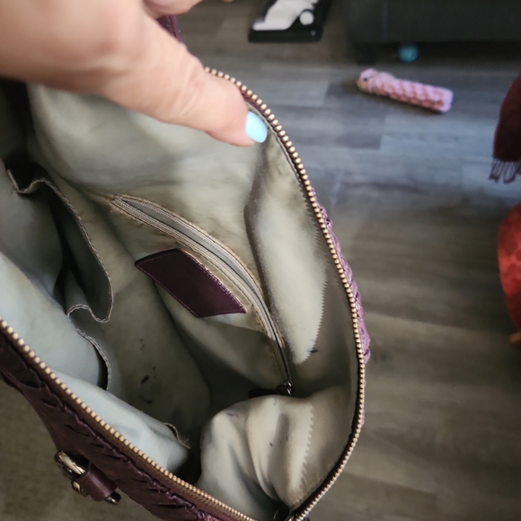 Coach Purple Leather Satchel with Ruched Detailing - Picture 3 of 6